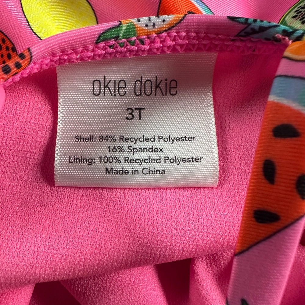 Okie Dokie Toddler Girls  Pink Fruity Cutie One Piece Swimsuit NWT Size 3T - Picture 4 of 4